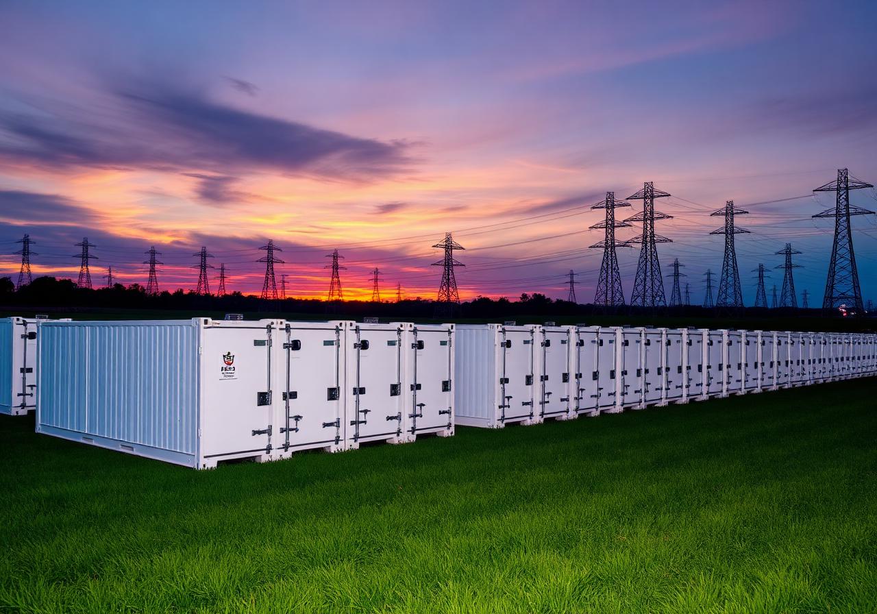 Battery energy storage containers on a grid-scale site