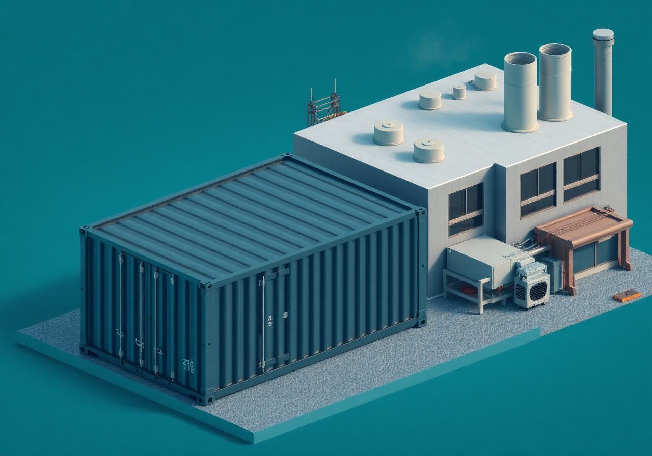 Commercial and industrial building with rooftop plant